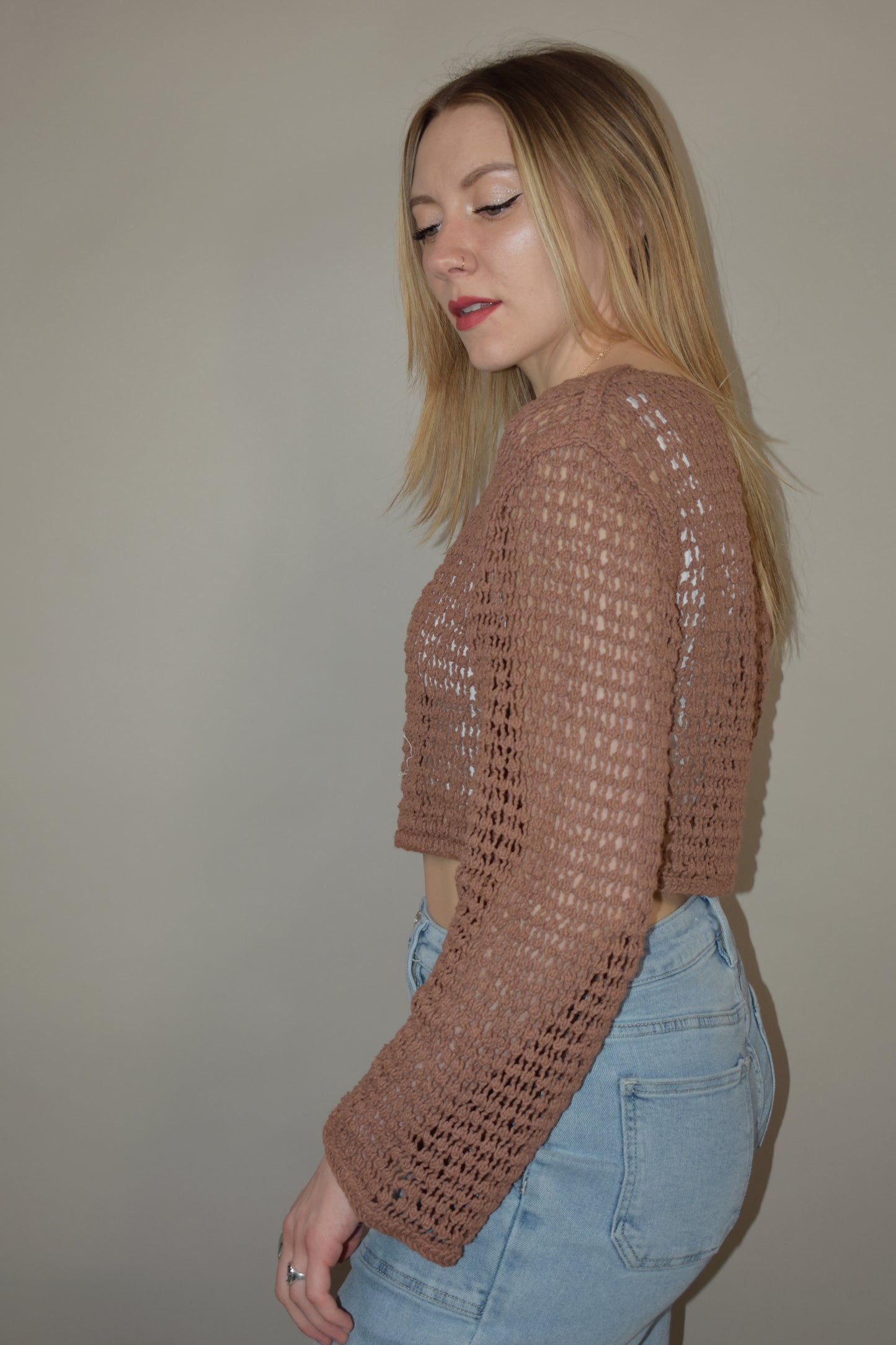 bell sleeve crocheted top