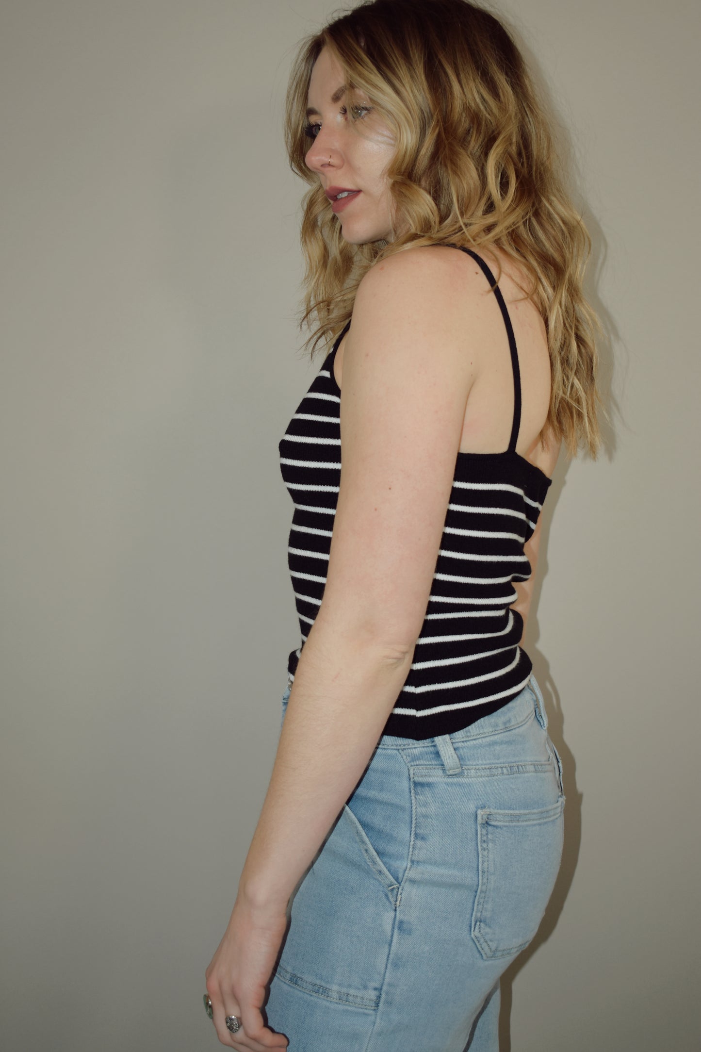 striped halter cami