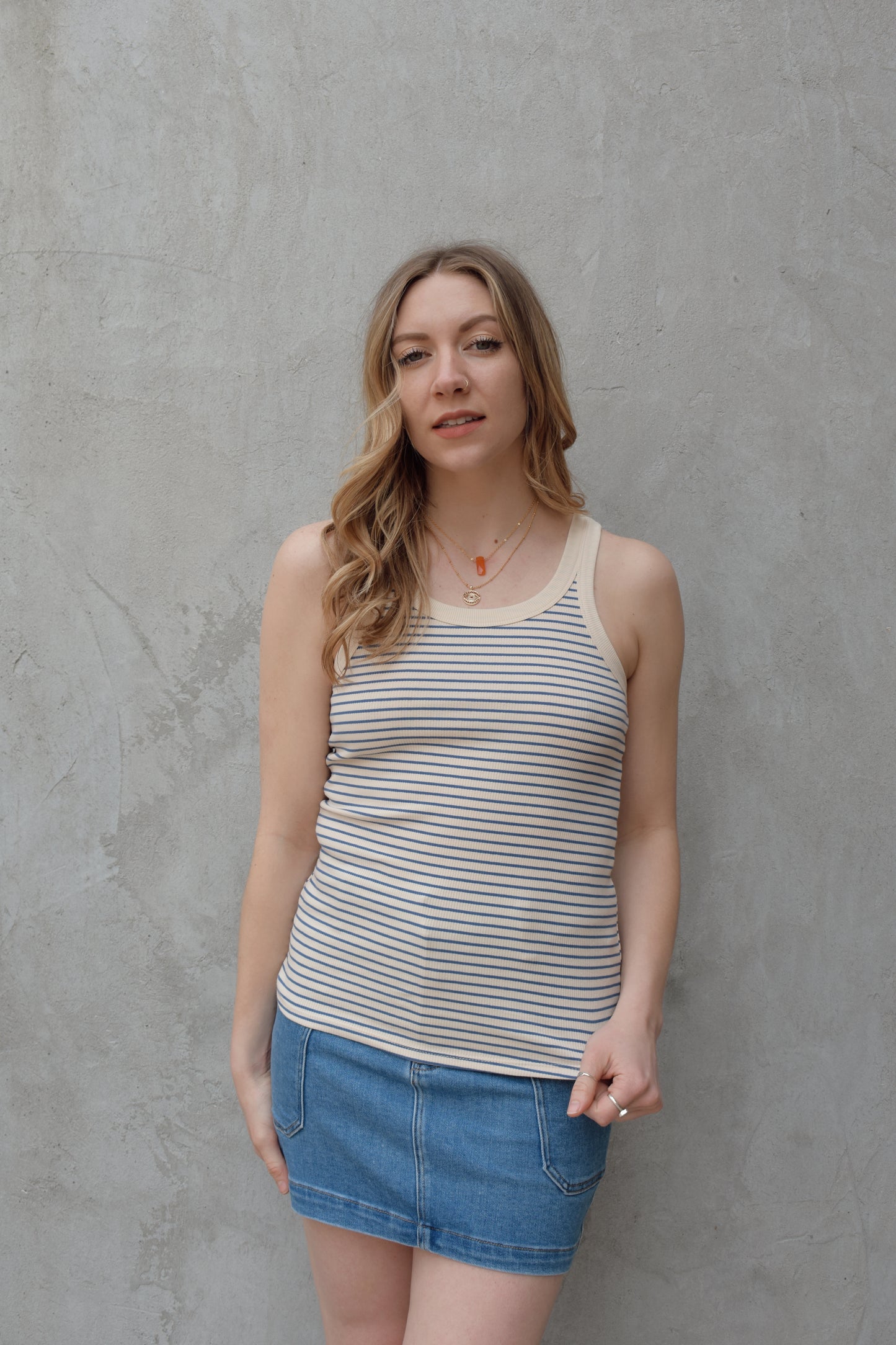 striped ribbed tank