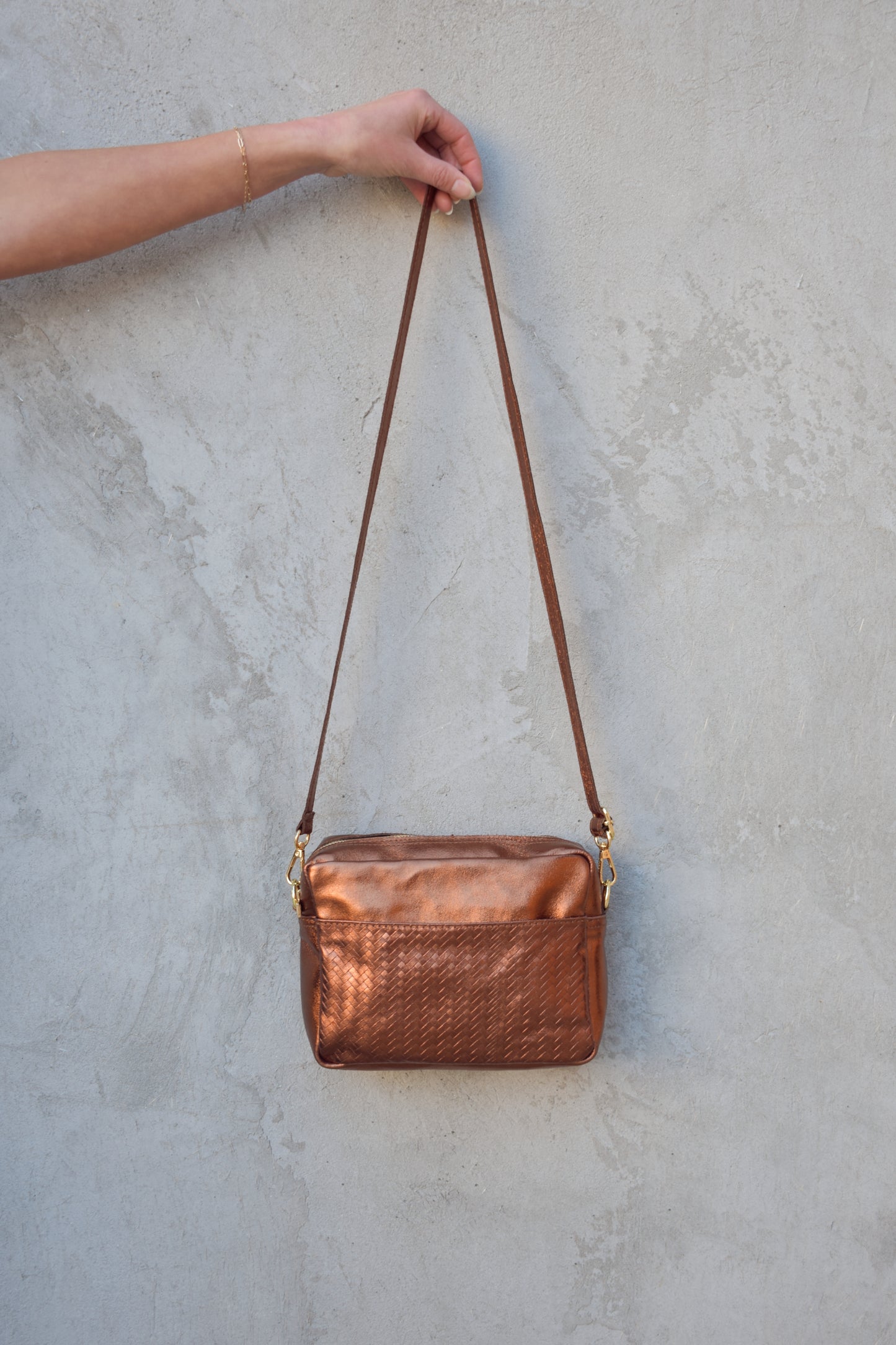 tea party metallic crossbody bag