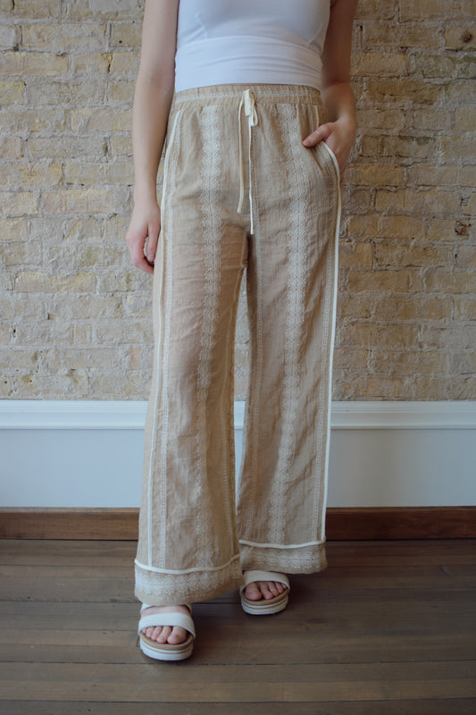 embroidered drawstring pants