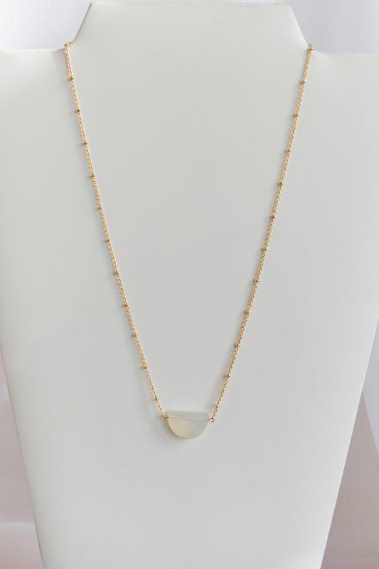 revival made goods white chalcendony gold plated satellite chain necklace