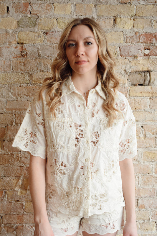 embroidered button down