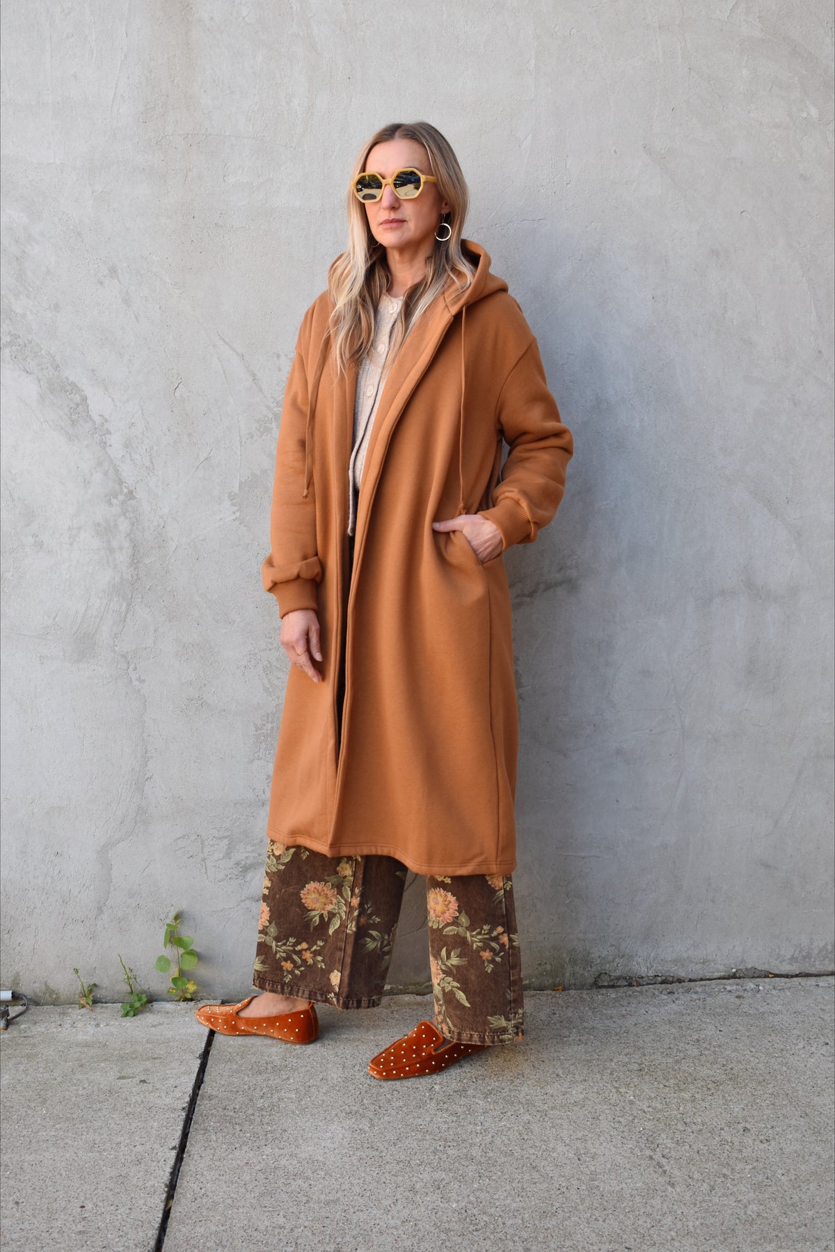 open hooded cardigan