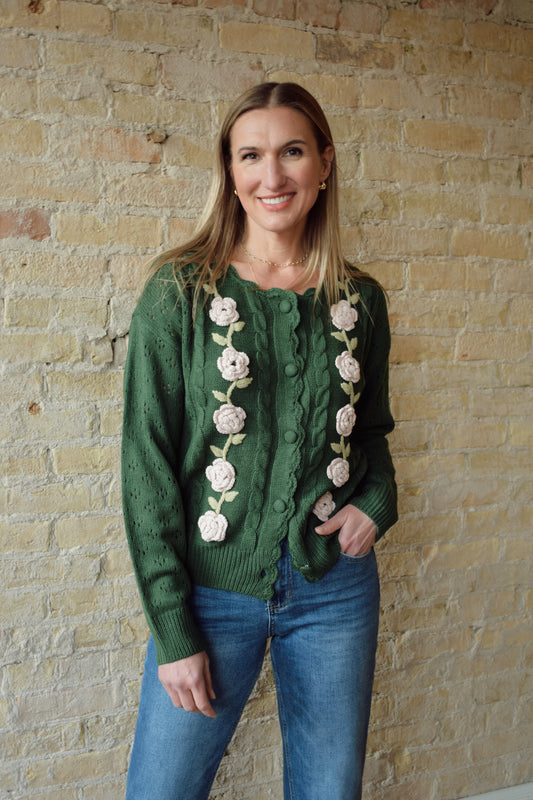 floral crochet cardigan