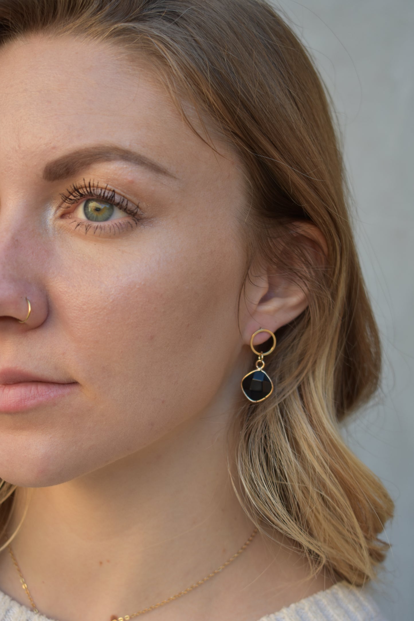 minimalist obsidian earrings