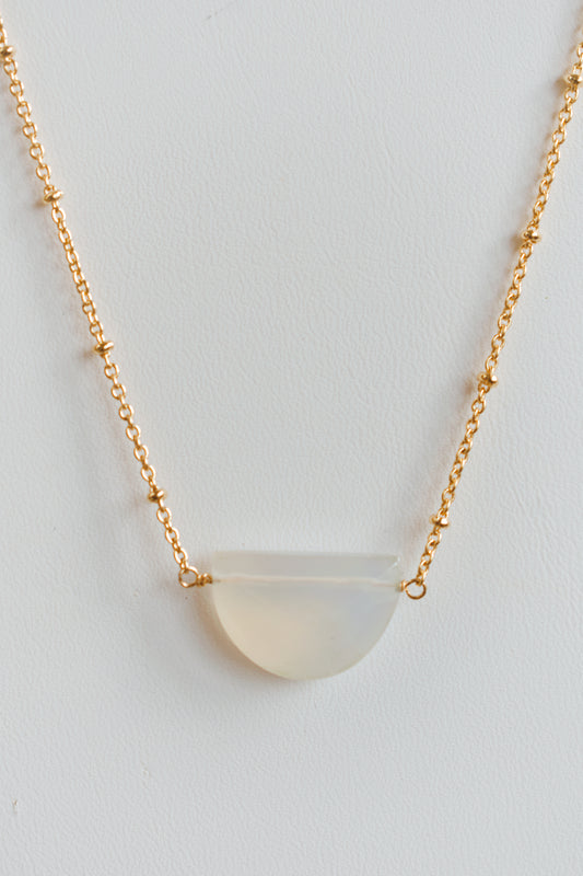 revival made goods white chalcendony gold plated satellite chain necklace