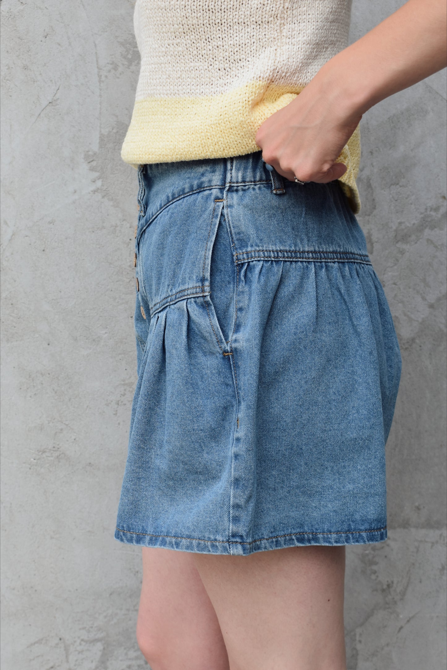 pintuck flare shorts