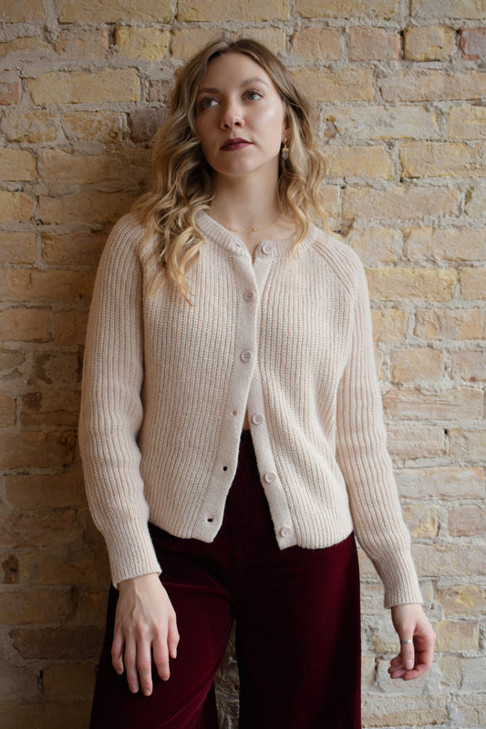 ribbed button cardigan