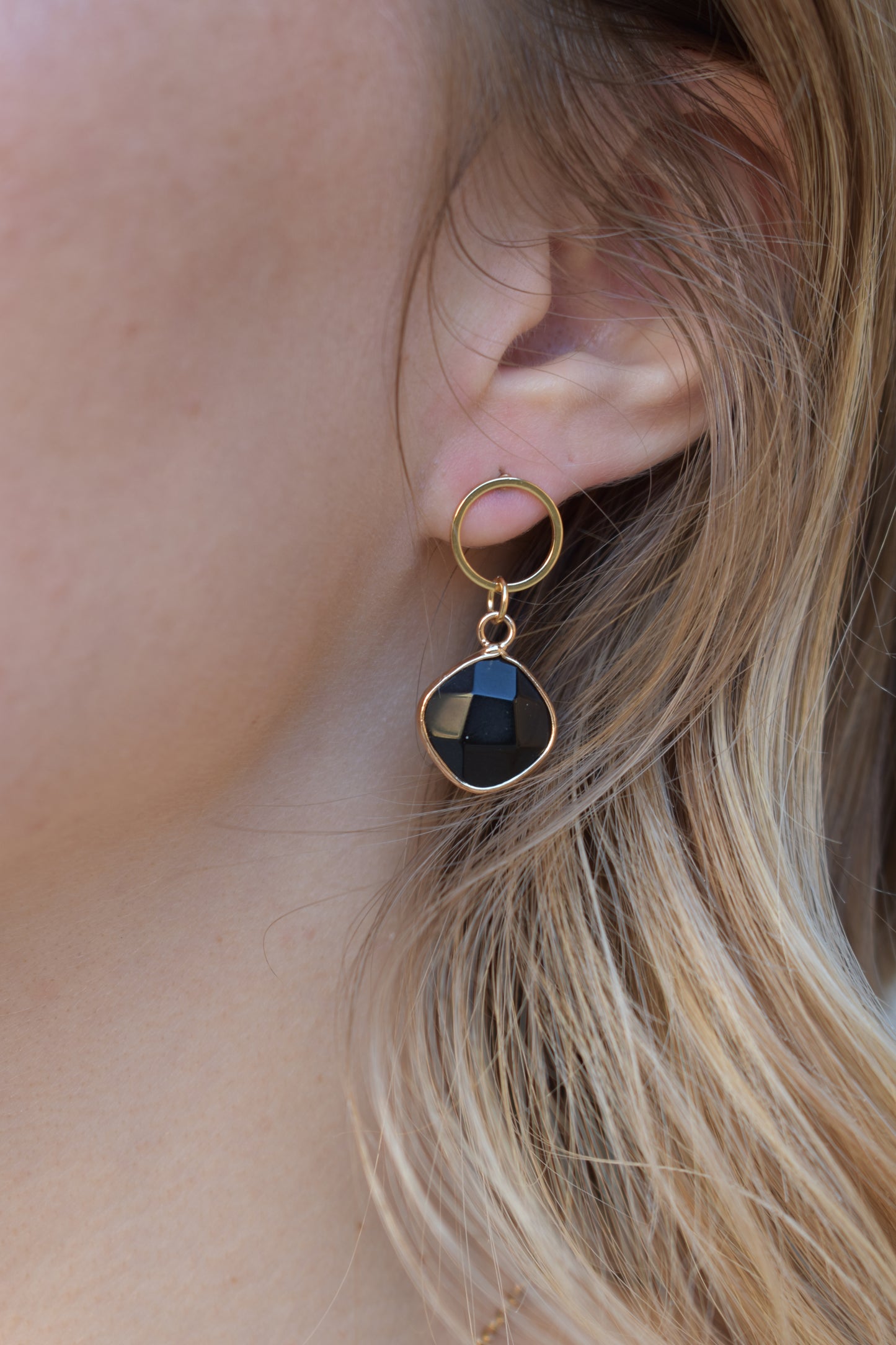 minimalist obsidian earrings