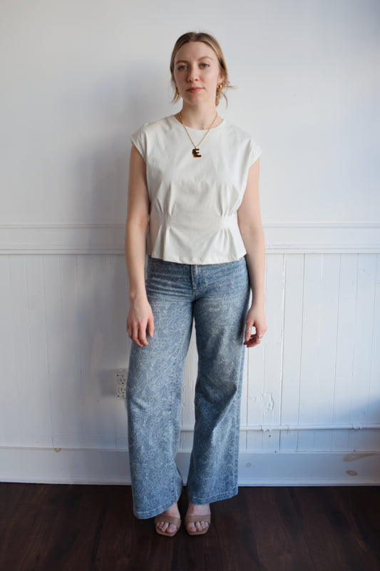 floral wide leg jeans