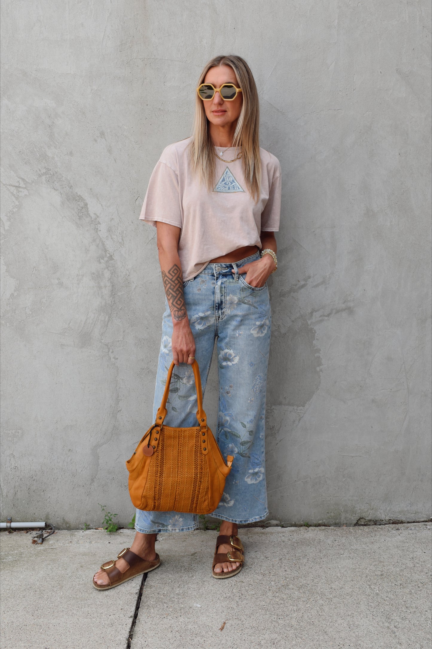 floral flare jeans