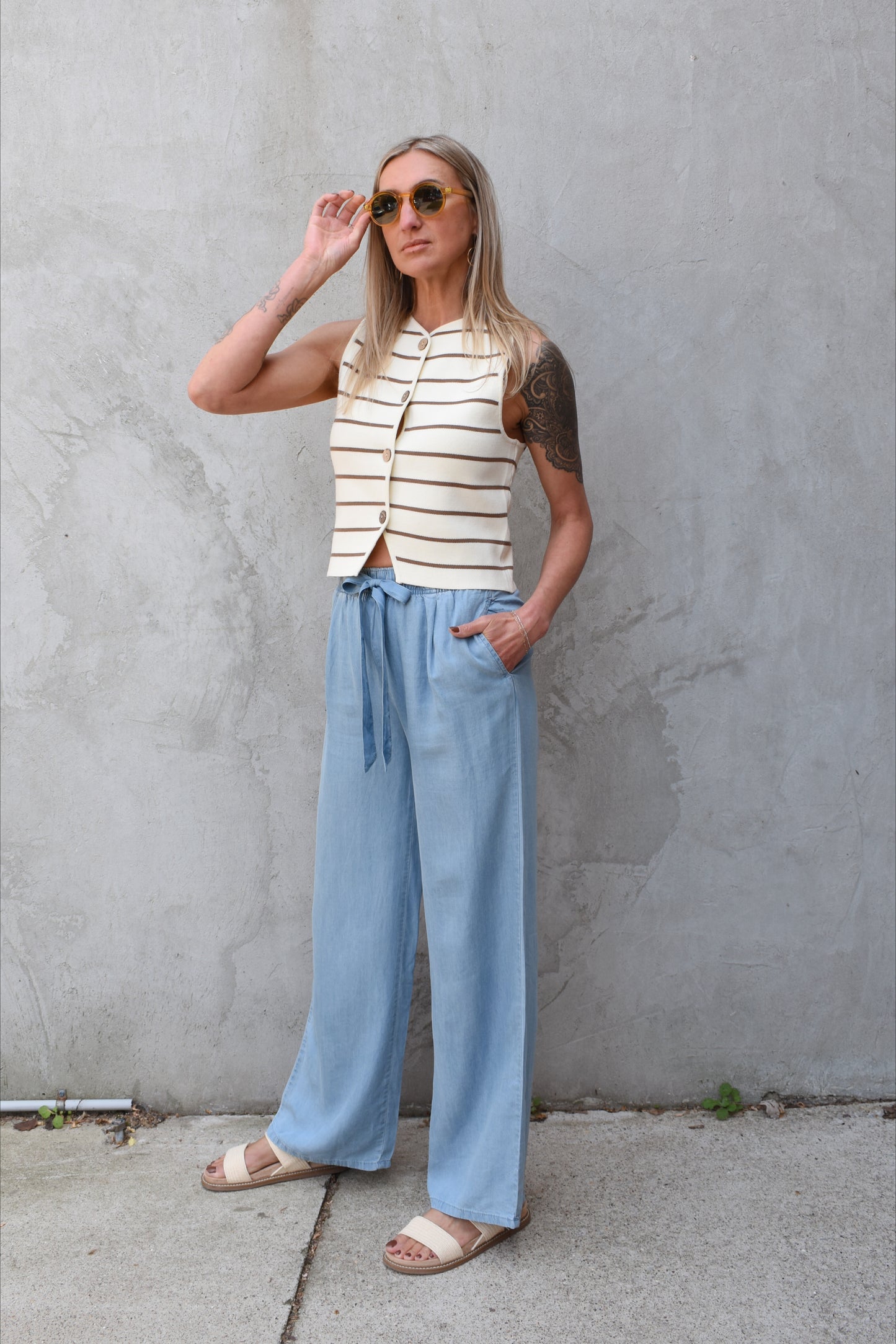 natural button vest