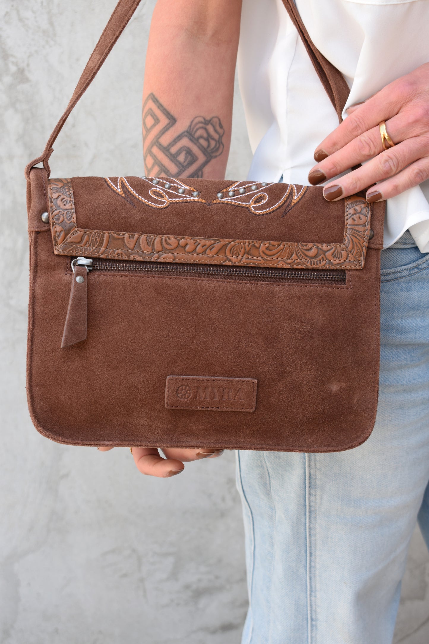 Leather Boot Embroidered Bag