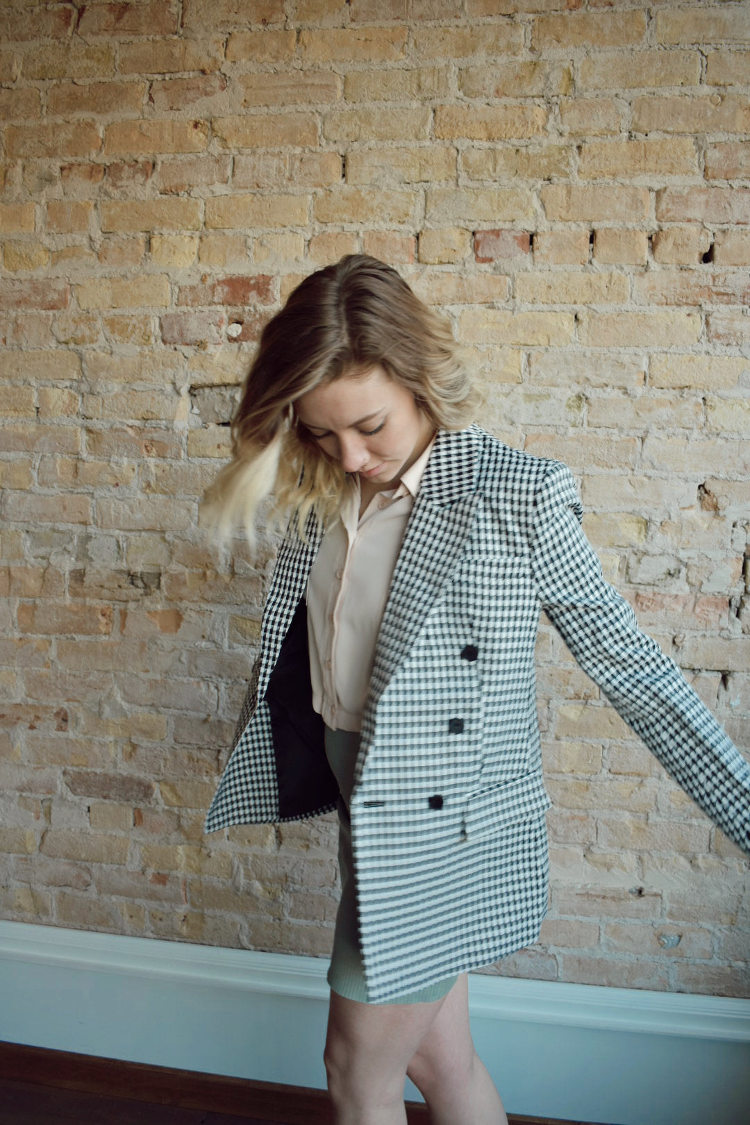 houndstooth double breasted classic blazer black and white 6 buttons miss love the revival online