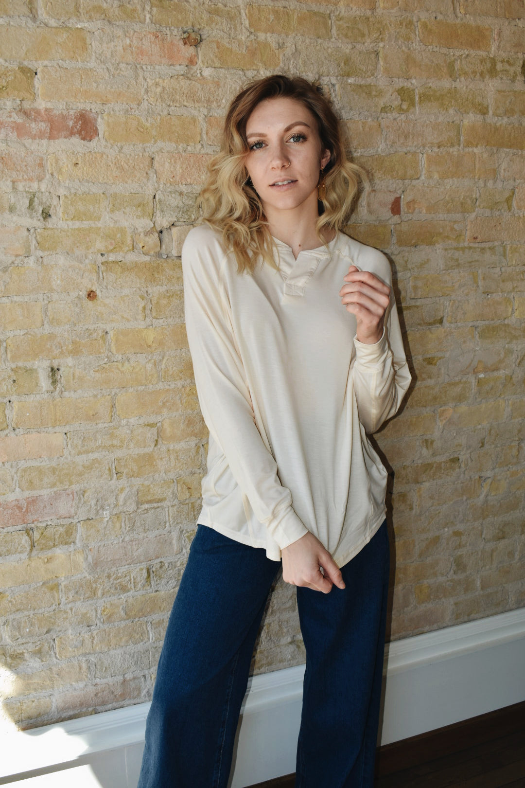 notched flow top casual plus size top mono b the revival online boutique