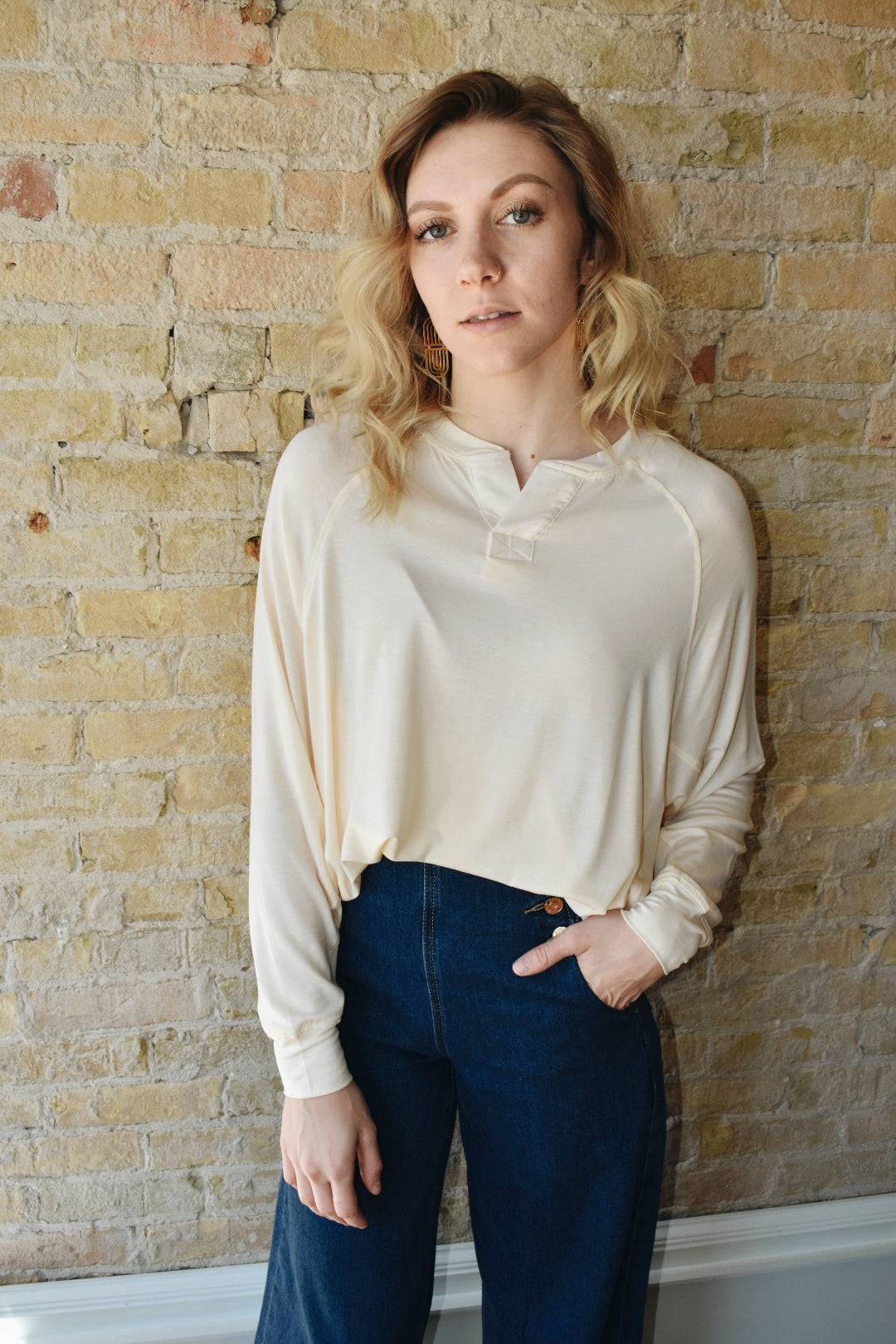 notched flow top casual plus size top mono b the revival online boutique