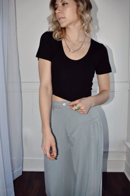 short sleeve scooped neck crop top casual athleisure mono b the revival