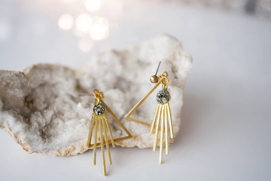 celestial pyrite brass edgy holiday dynamo duo earrings small maker usa