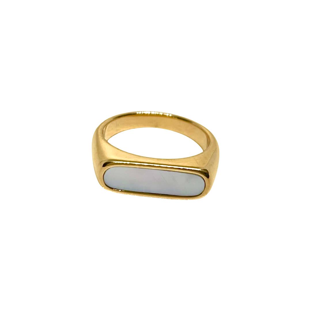Ariel seashell gold plated boho minimalist bezel set Nikki smith ring