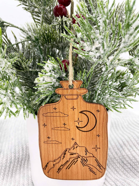 mountains in a bottle ornament