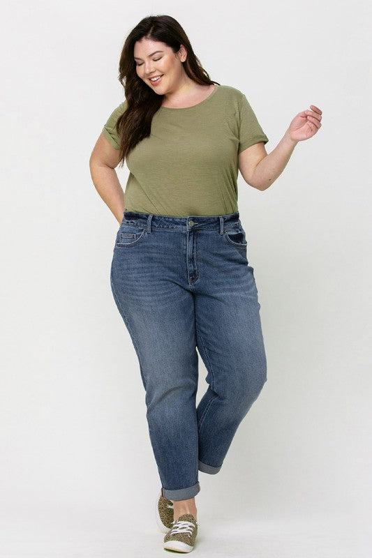 curvy girl boyfriend stretch jeans plus size denim vervet flying monkey